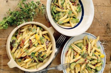 carbonara penne courgettes